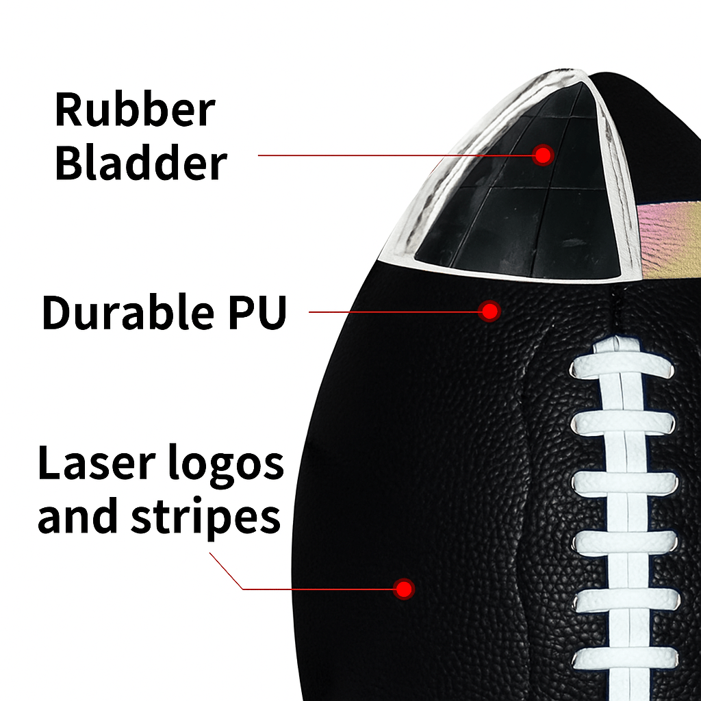 SWINGPASS – Official size 9 rugby ball made of PU leather for training, games & outdoor sports 2