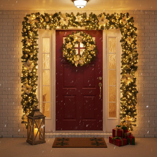 COZYTWINE – Illuminated Rattan Christmas Garland with Warm White LED Lights