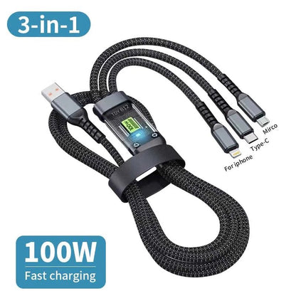 GLOWSYNC – Transparent Multi-Device Fast Charging Cable (3-in-1)