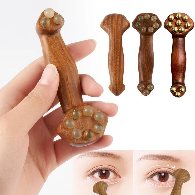 Sandalwood Facial Massager - Gua Sha Face Massage Tool with Brass Beads for Lifting 2