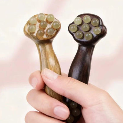 Sandalwood Facial Massager - Gua Sha Face Massage Tool with Brass Beads for Lifting 3