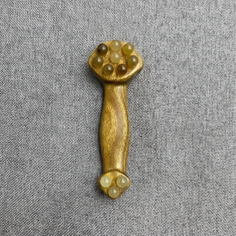 Sandalwood Facial Massager - Gua Sha Face Massage Tool with Brass Beads for Lifting 9