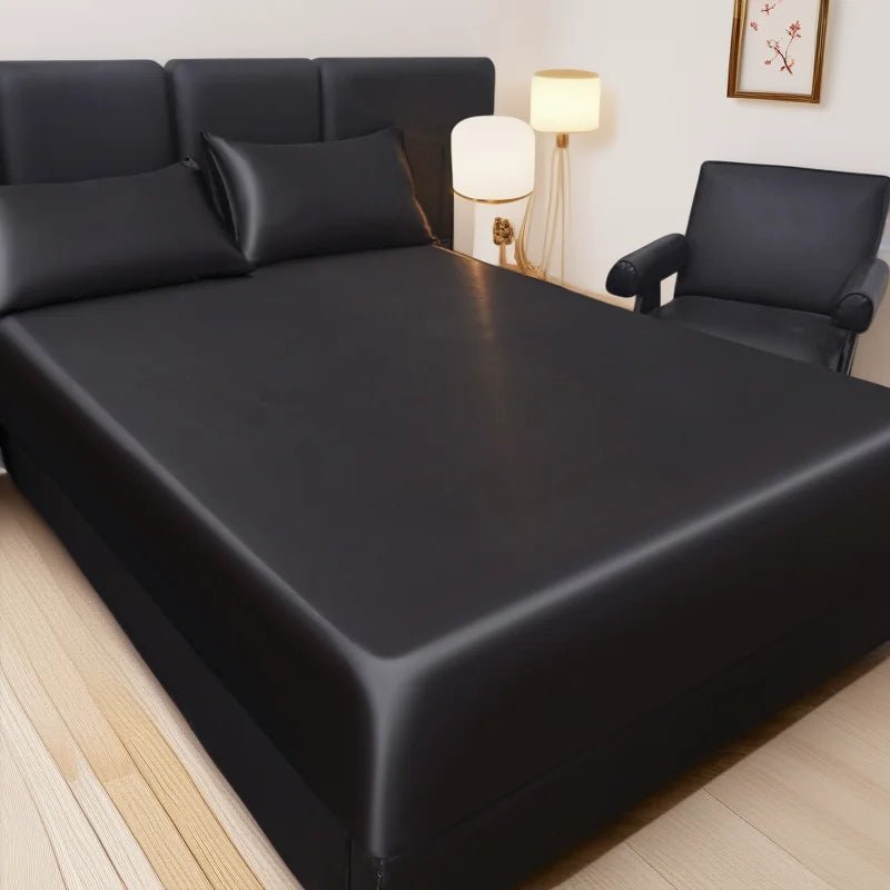 Satin Fitted Bed Sheet - Breathable & Skin-Friendly Twin Size for Ultimate Comfort 1