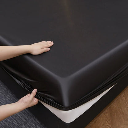 Satin Fitted Bed Sheet - Breathable & Skin-Friendly Twin Size for Ultimate Comfort 3
