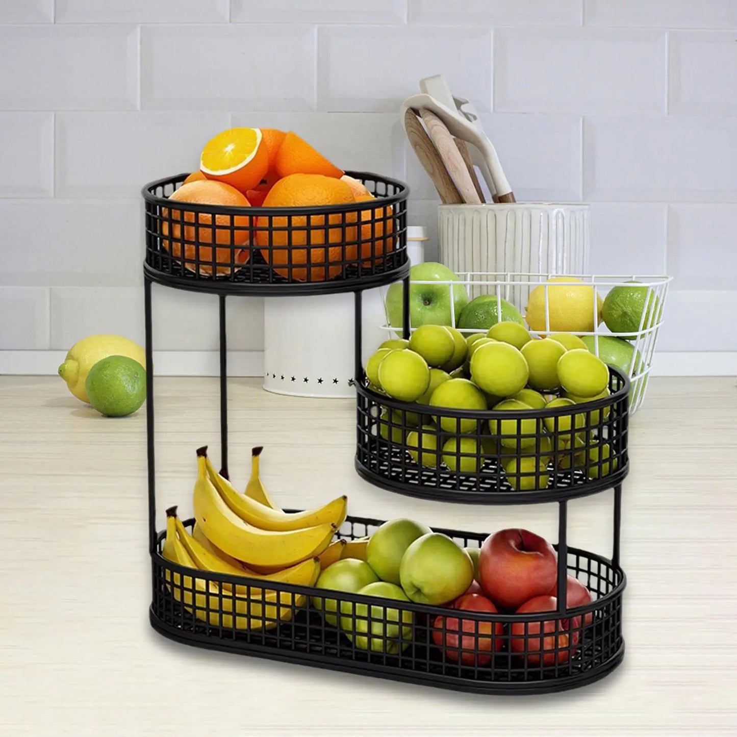 DECOGRID – Metal Multi-Tier Fruit & Snack Storage Basket for Kitchens, Sleek Design