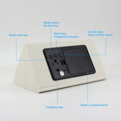 OAKLITE – Modern Wood Digital Clock with Temperature & Brightness Control