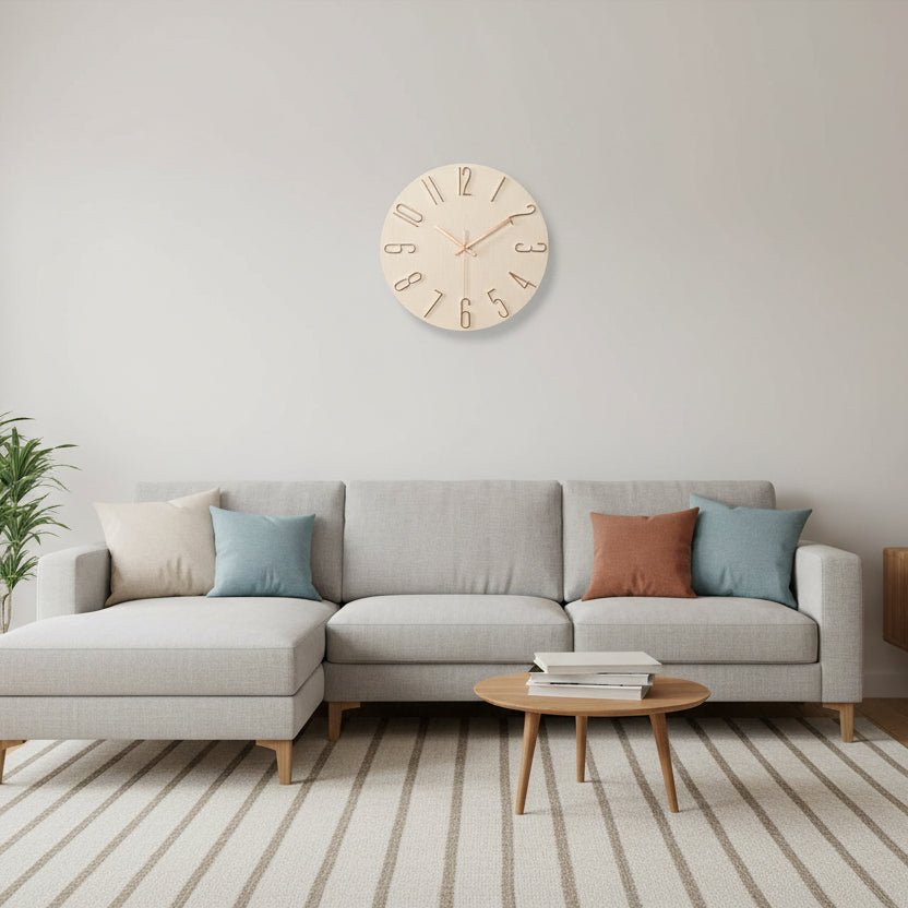 Scandinavian Frameless Wooden Wall Clock - Silent Quartz Minimalist Design 0