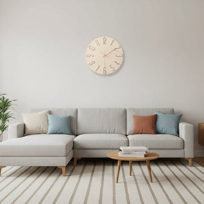 Scandinavian Frameless Wooden Wall Clock - Silent Quartz Minimalist Design 0