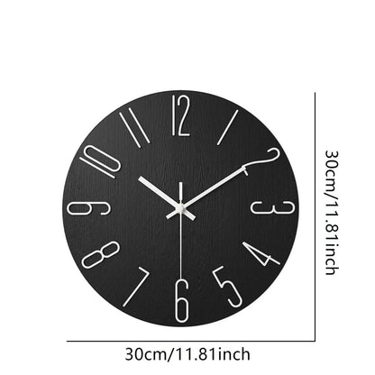 Scandinavian Frameless Wooden Wall Clock - Silent Quartz Minimalist Design 2