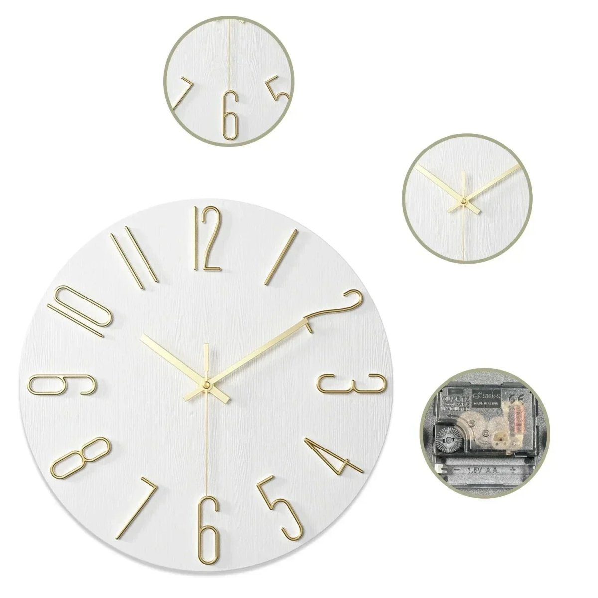 Scandinavian Frameless Wooden Wall Clock - Silent Quartz Minimalist Design 3