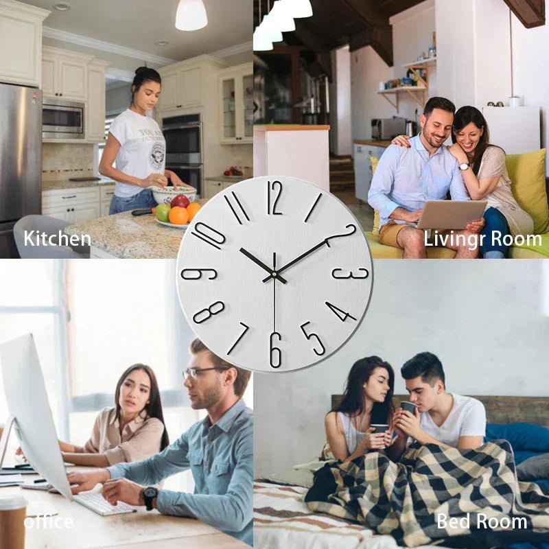 Scandinavian Frameless Wooden Wall Clock - Silent Quartz Minimalist Design 4