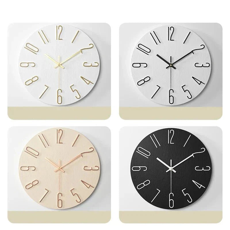 Scandinavian Frameless Wooden Wall Clock - Silent Quartz Minimalist Design 5