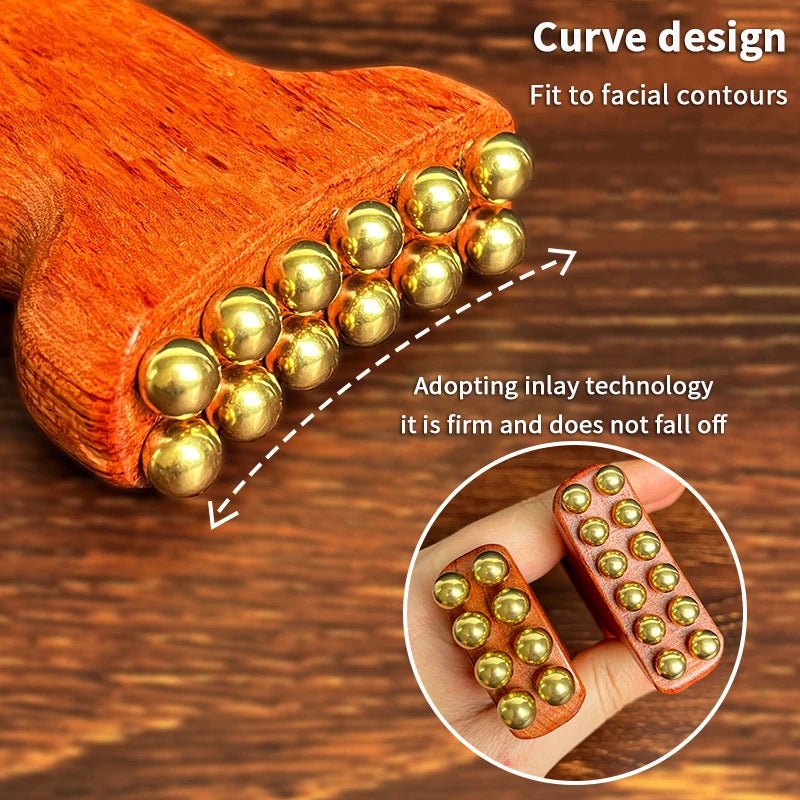 DETOXZEN – Detox Face Massager Natural Copper Wood for Lymph Drainage & Gua Sha Massage
