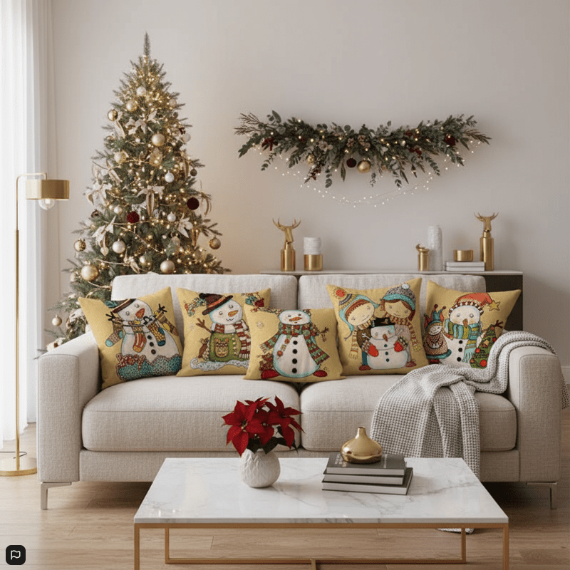 YULECUSH – Festive 18-Inch Throw Pillow Cover with Hidden Zipper for Holiday Decor