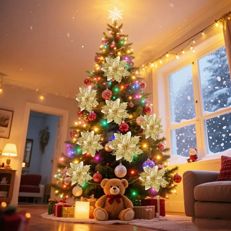 GLITZBLOSS – Glitter Flower Ornaments for Elegant Holiday Decoration