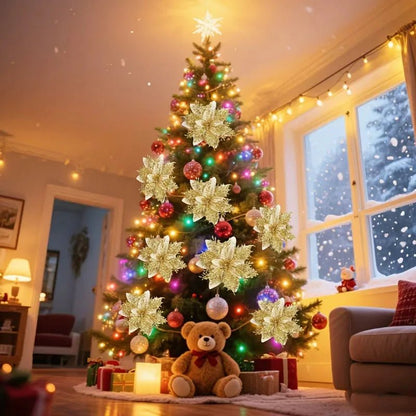 GLITZBLOSS – Glitter Flower Ornaments for Elegant Holiday Decoration