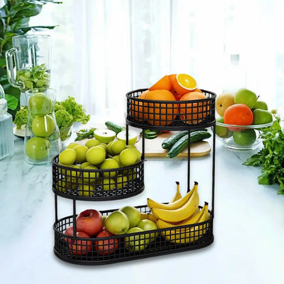 DECOGRID – Metal Multi-Tier Fruit & Snack Storage Basket for Kitchens, Sleek Design