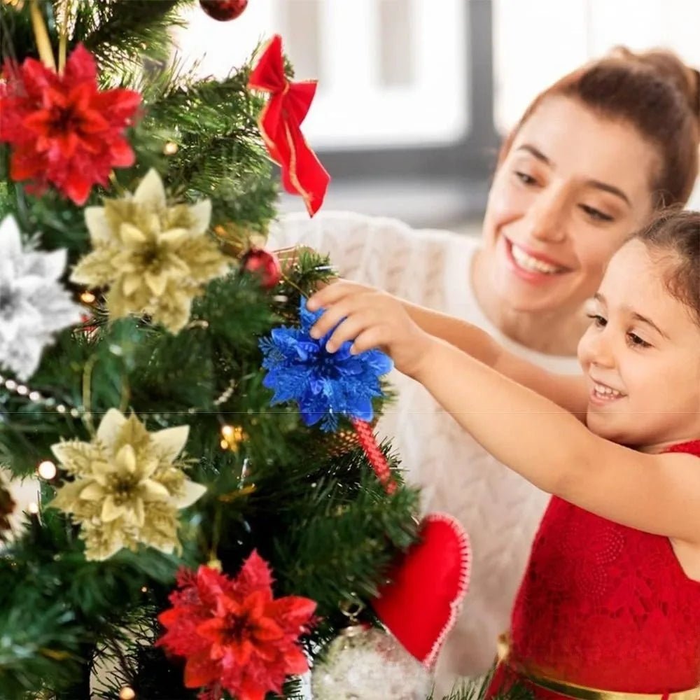 GLITZBLOSS – Glitter Flower Ornaments for Elegant Holiday Decoration