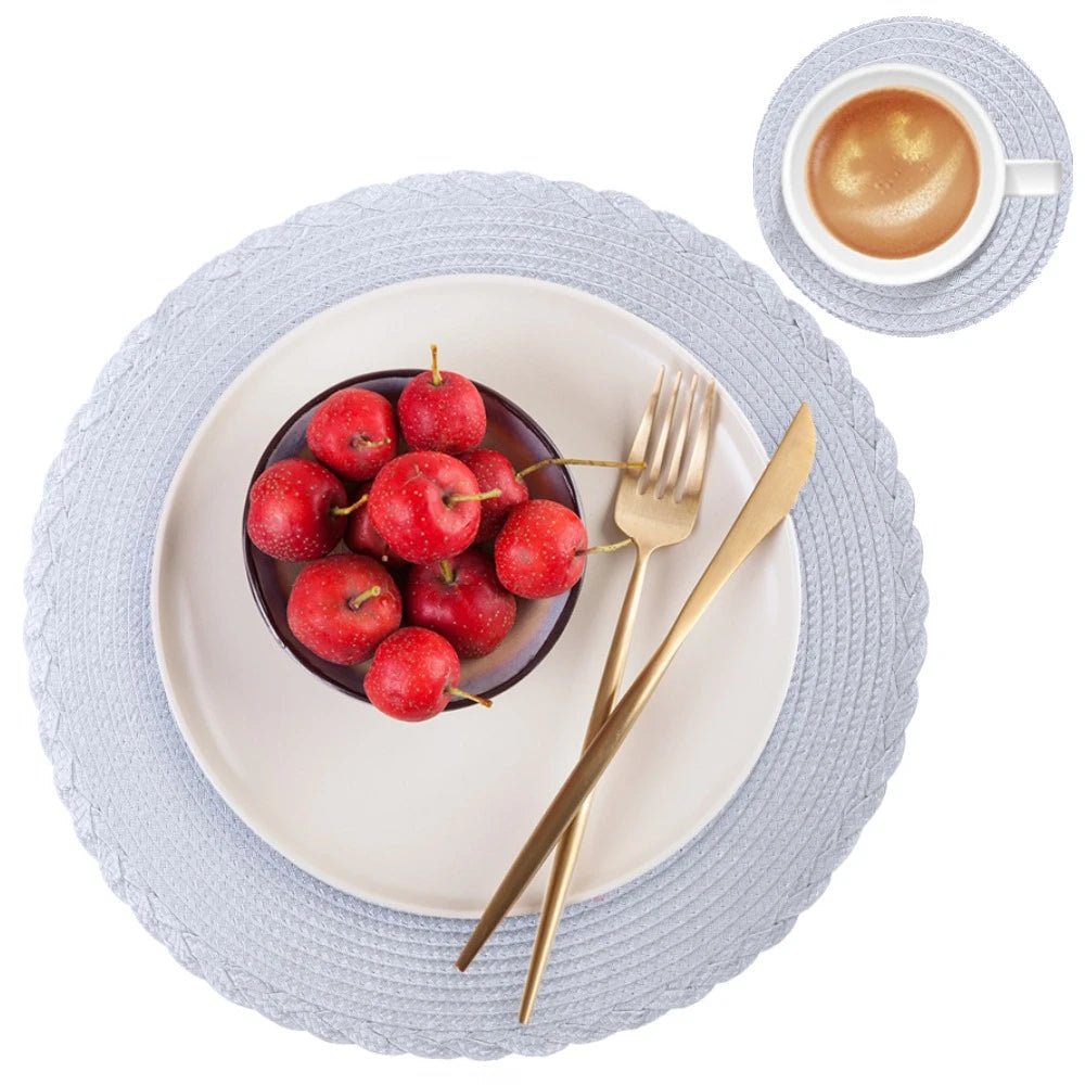 Set of 6 Round Braided Placemats 34CM Table Mats for Dining Tables Christmas Halloween Woven Washable Non-Slip Place mats 11