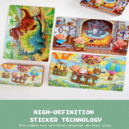 WOODLERN – 60-Piece Colorful Wooden Puzzle for Kids with Animal & Vehicle Designs | Perfect Christmas Gift