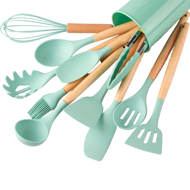 GASTROSET – 12-Piece Heat-Resistant Silicone Utensil Set with Holder