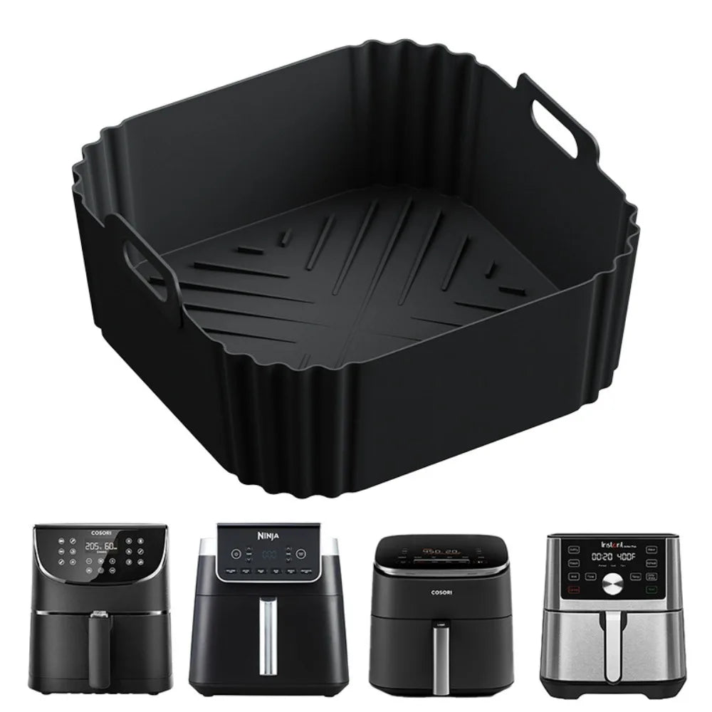 Silicone Air Fryer Liners - Reusable Non-Stick Basket for 5-8QT Fryers 0