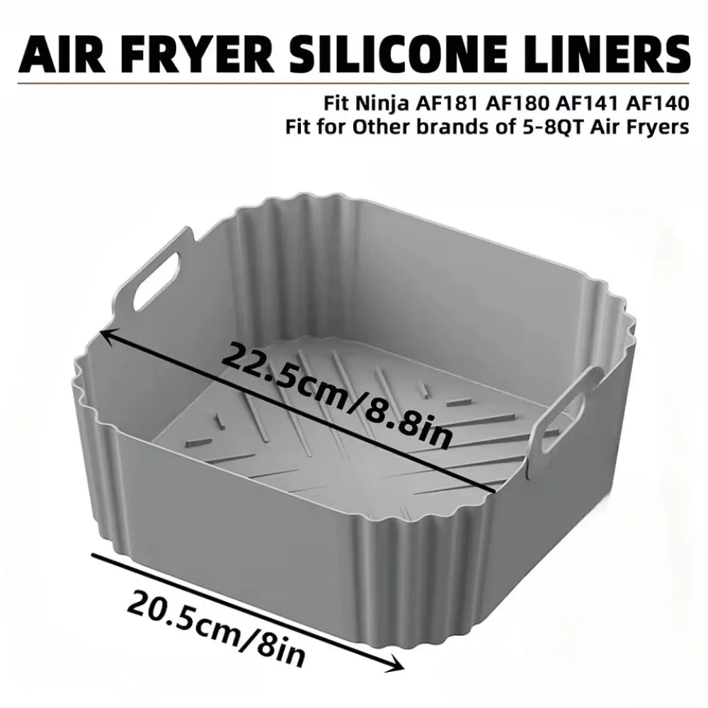 Silicone Air Fryer Liners - Reusable Non-Stick Basket for 5-8QT Fryers 1