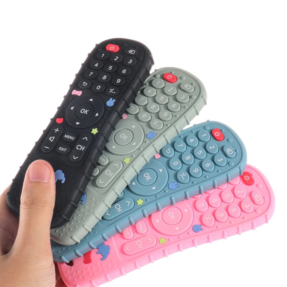 Silicone Baby Teether Toy - TV Remote Control Shape, BPA Free, Sensory Fun 0
