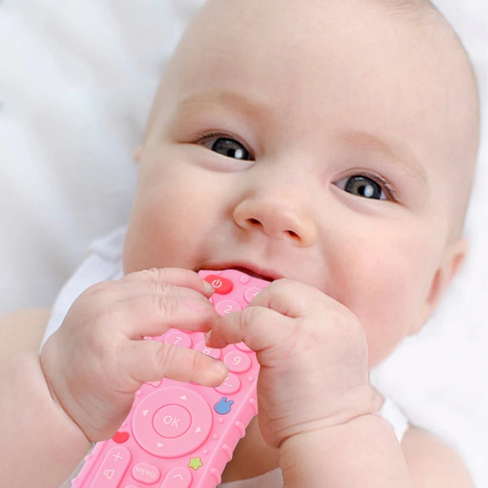 Silicone Baby Teether Toy - TV Remote Control Shape, BPA Free, Sensory Fun 1