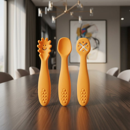 Silicone Baby Utensils Set - 3-Piece Soft Fork, Spoon & Knife for Toddlers 11