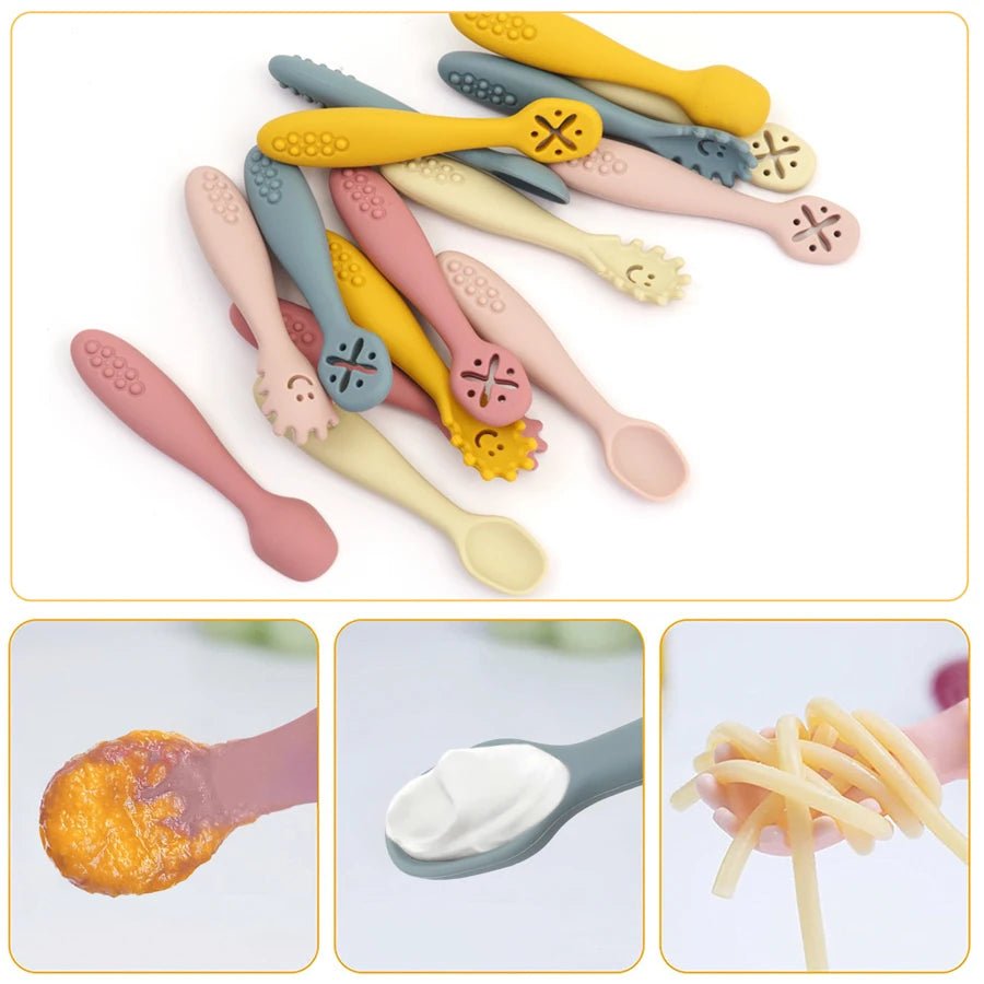 Silicone Baby Utensils Set - 3-Piece Soft Fork, Spoon & Knife for Toddlers 4