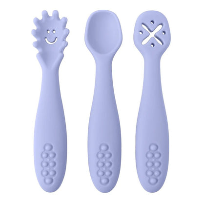 Silicone Baby Utensils Set - 3-Piece Soft Fork, Spoon & Knife for Toddlers 6
