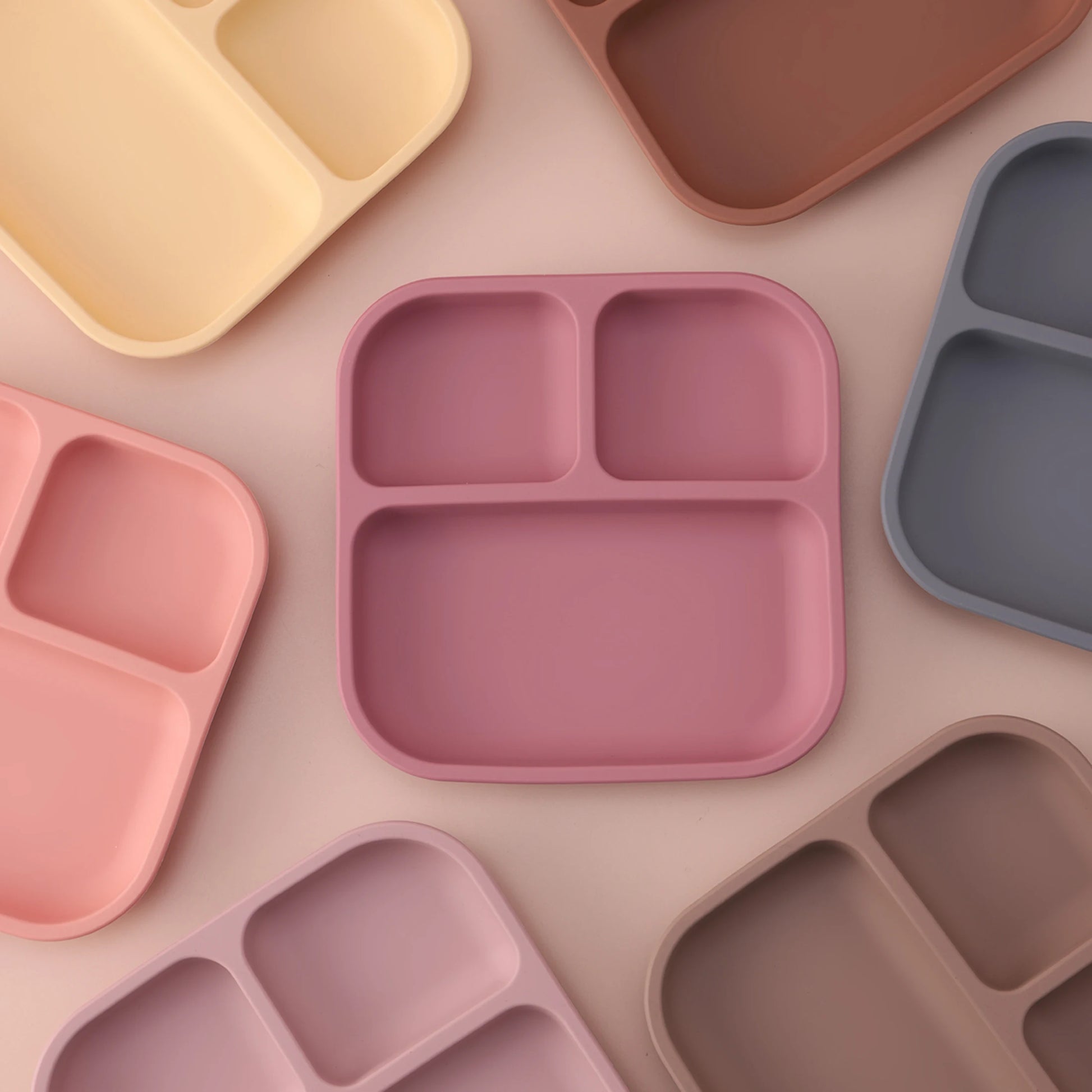 Silicone Divided Square Plate for Toddlers with Suction Base - BPA Free 0