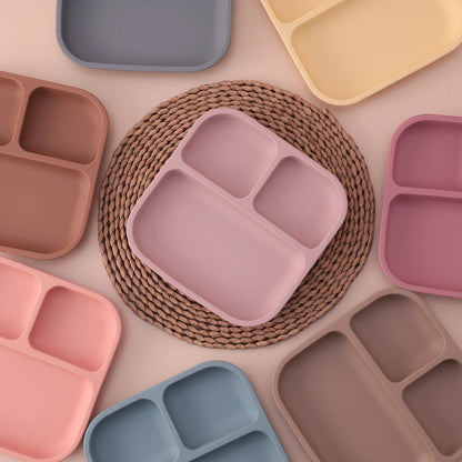 Silicone Divided Square Plate for Toddlers with Suction Base - BPA Free 1