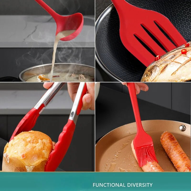 Silicone Kitchen Utensil Set - 10-Piece Non-Stick Cooking Tools for Easy Cooking 1