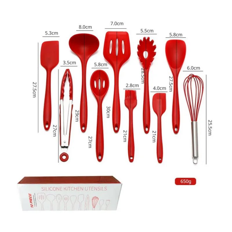 Silicone Kitchen Utensil Set - 10-Piece Non-Stick Cooking Tools for Easy Cooking 5