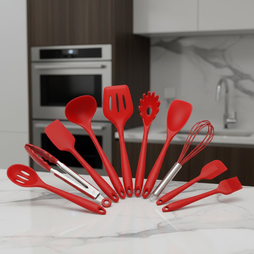Silicone Kitchen Utensil Set - 10-Piece Non-Stick Cooking Tools for Easy Cooking 8