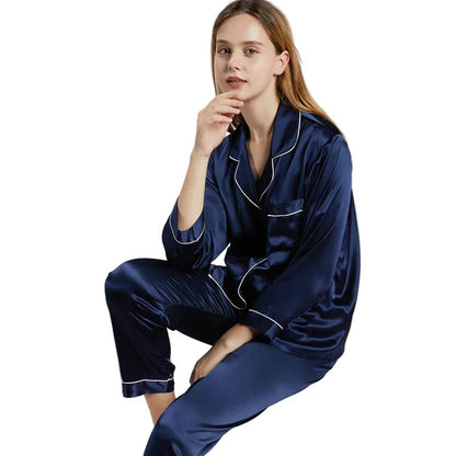 SILVAURA – Women’s Silk Pyjama Set from 100% Mulberry Silk with Long Sleeve Shirt and Pants