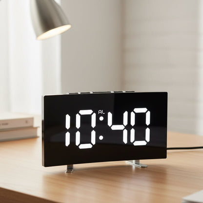 Sleek Digital Alarm Clock with Large LED Display & Noiseless Design 0