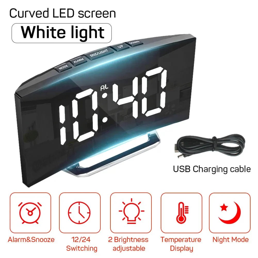 Sleek Digital Alarm Clock with Large LED Display & Noiseless Design 2