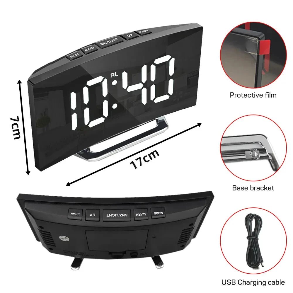 Sleek Digital Alarm Clock with Large LED Display & Noiseless Design 5
