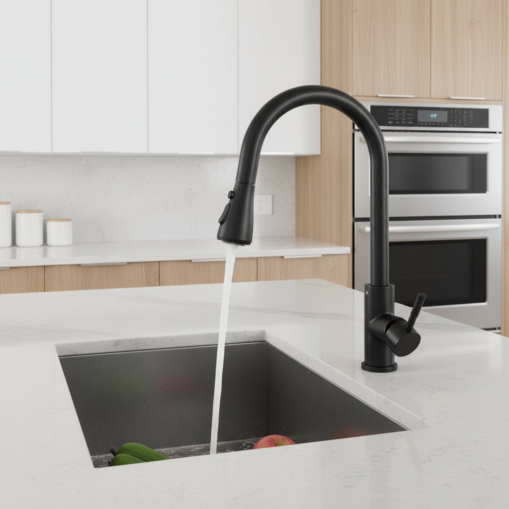 Sleek Modern Kitchen Faucet - High Arch Pull-Out Spout for Easy Access 0