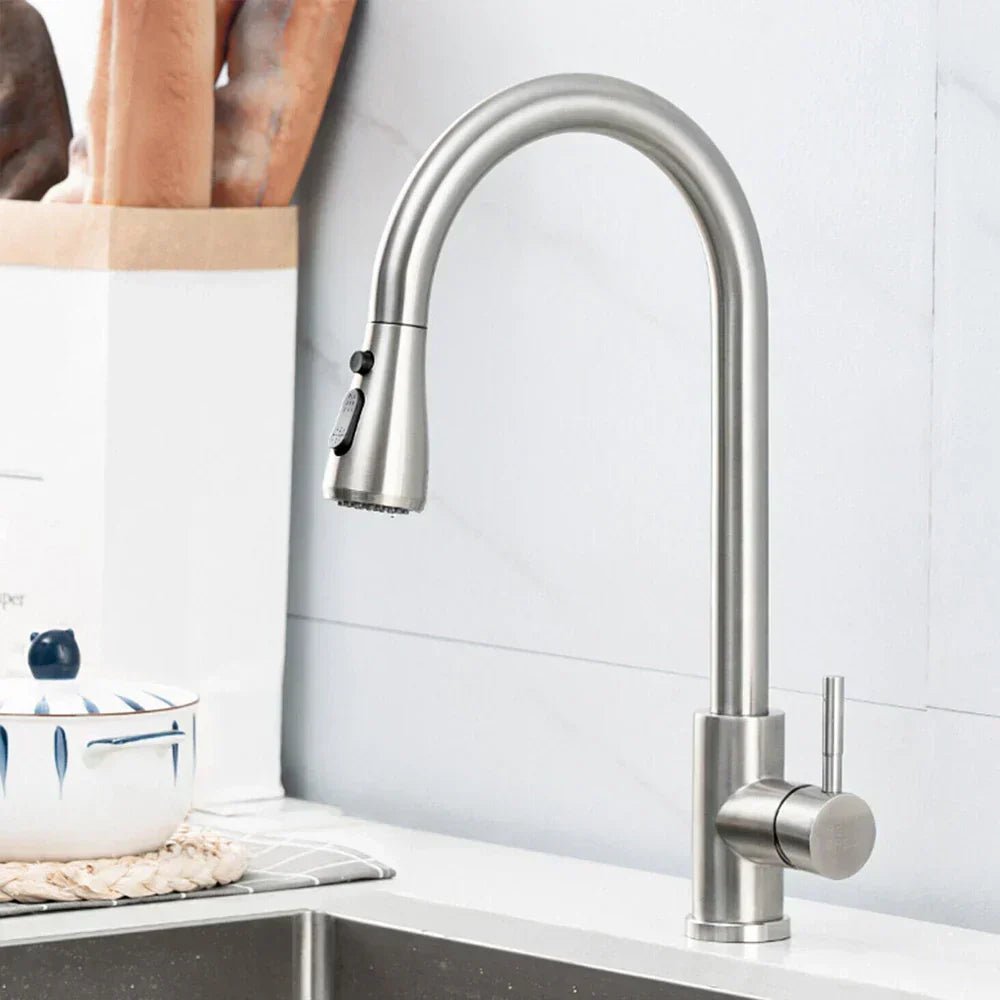 Sleek Modern Kitchen Faucet - High Arch Pull-Out Spout for Easy Access 1