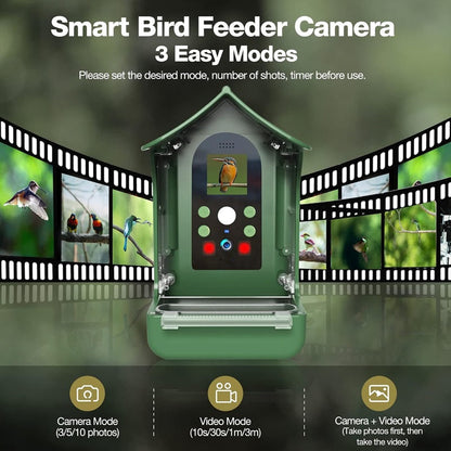 Smart Bird Feeder with 1080P HD Camera, PIR Motion Detection & Dual Troughs 5
