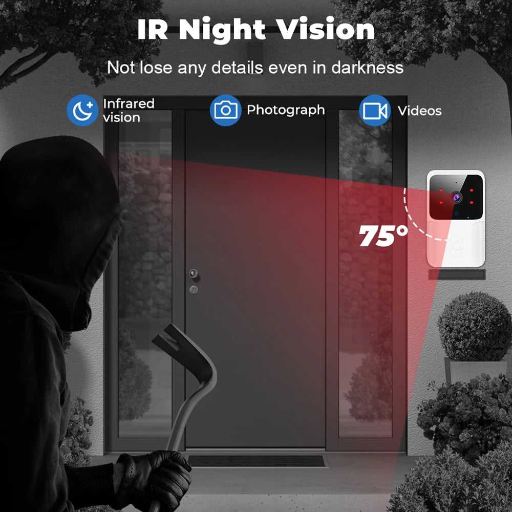 Smart Home Wireless Video Doorbell Camera with HD Night Vision & Two-Way Audio 4
