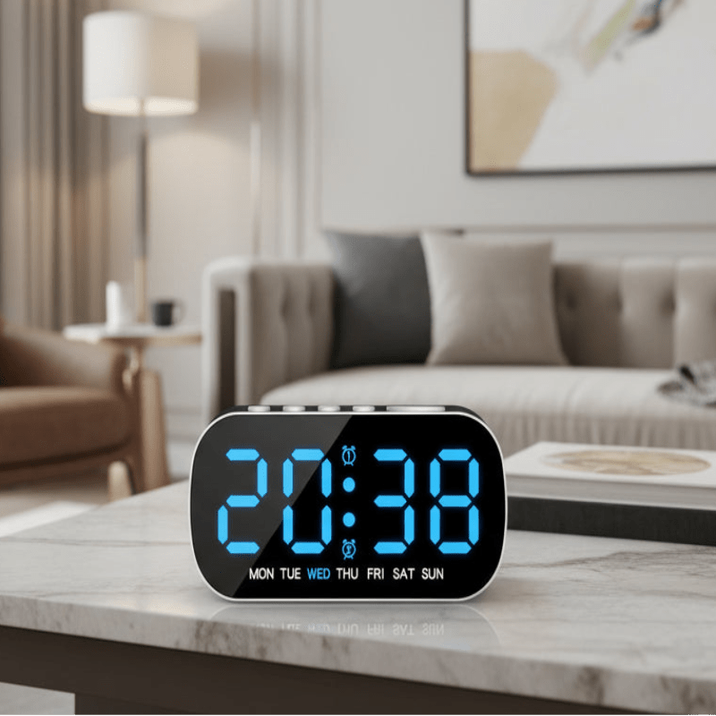 Smart LED Digital Alarm Clock with Dual Alarm, Temperature & Date Display 8
