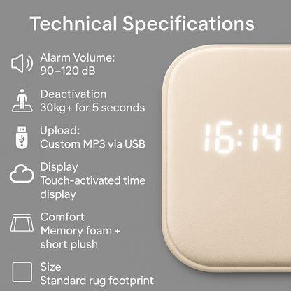 Smart Rug Alarm Clock - Soft Carpet Design for Heavy Sleepers with Vibration 3