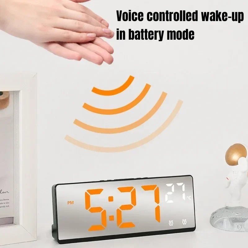 Smart Voice Control Digital Alarm Clock with Dual Alarms & Temperature Display 4