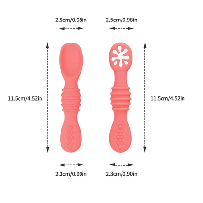 Soft Silicone Baby Feeding Spoon Set - 2Pcs Self-Feeding Tool for Toddlers 2