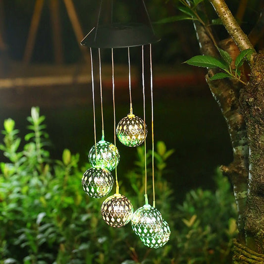 Zonnewindgong voor in de tuin gemaakt van metaal met LED-licht - Weerbestendig & Duurzaam